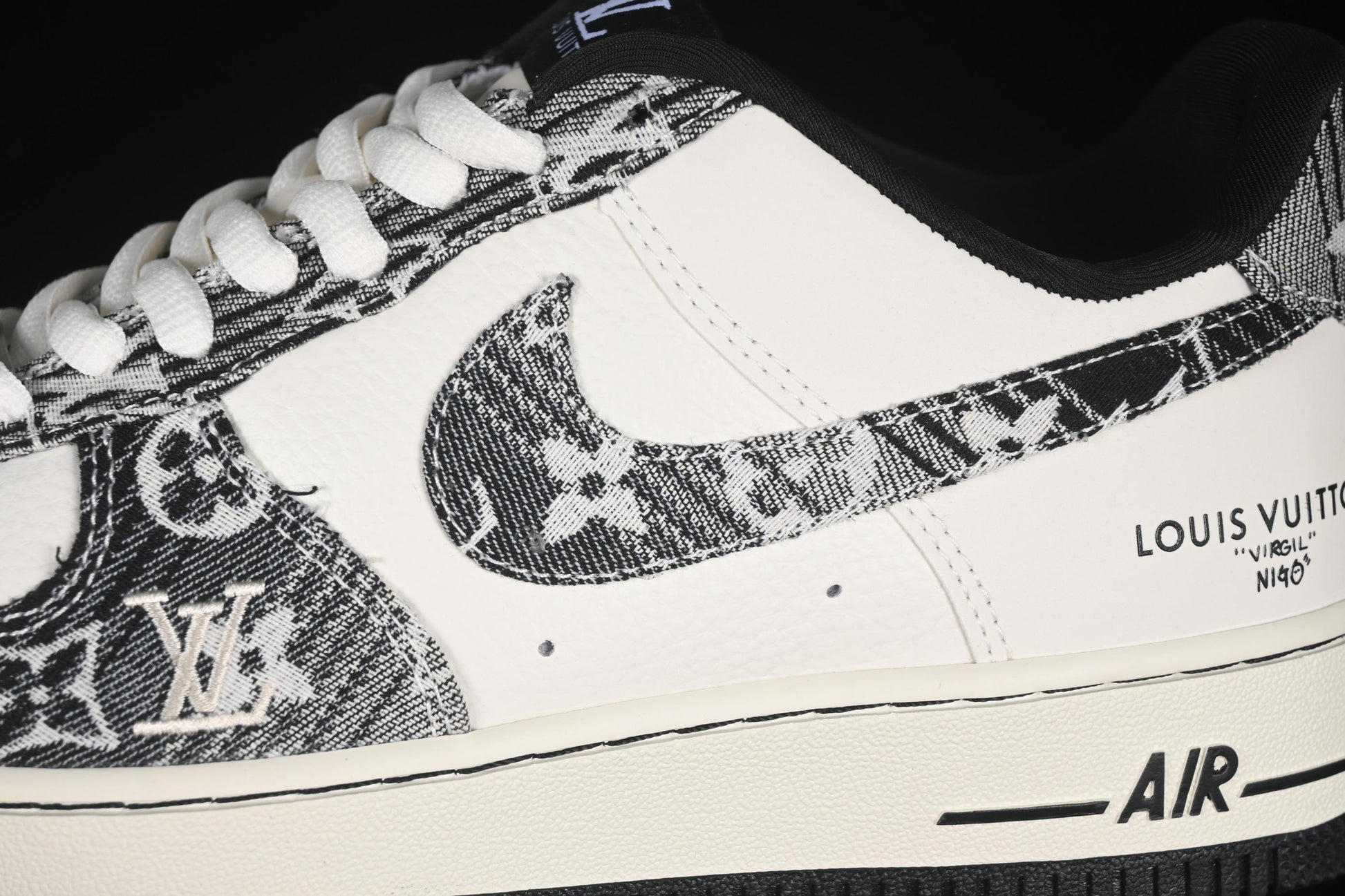 Nike Air Force 1 '07 Low LV Collaboration Grey Black Denim Casual Sneakers - SC9207-539