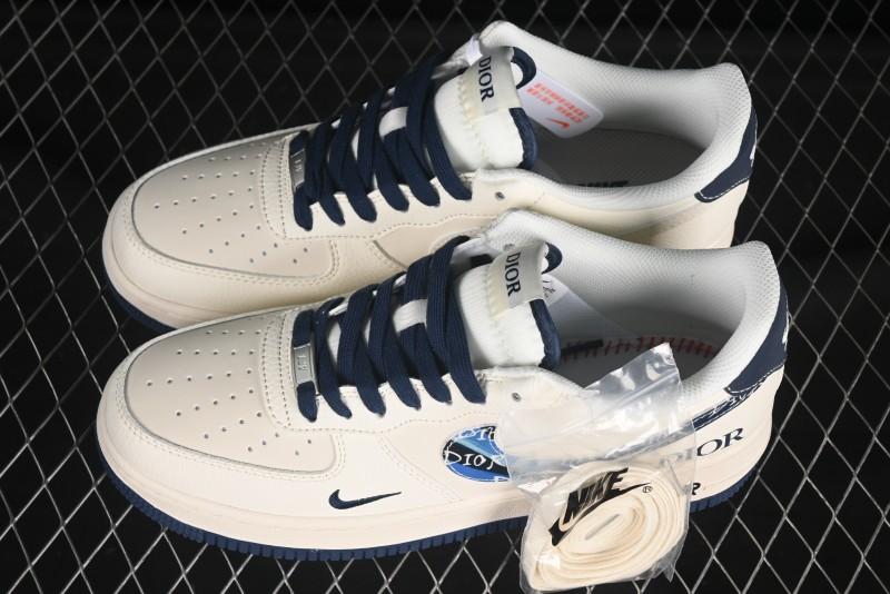 Nike Air Force 1 '07 Low Dior Collaboration Blue Iridescent Swoosh Casual Sneakers - XS1958-569