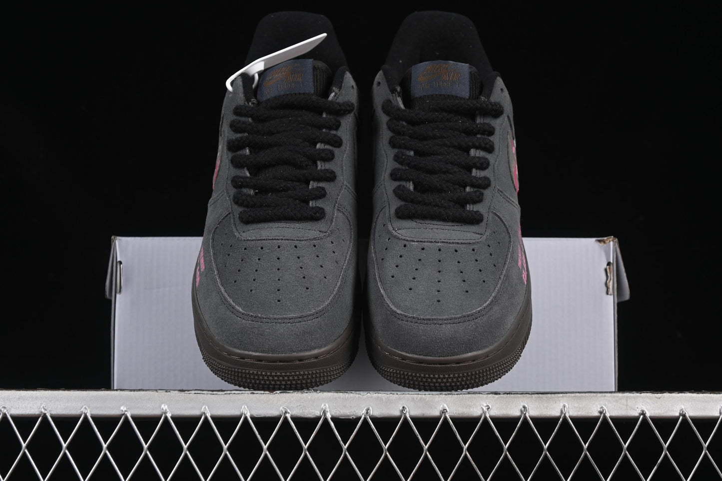 Nike Air Force 1'07 Low "Black Pink" Limited Edition Sneakers with Heart Design - DO6730-010