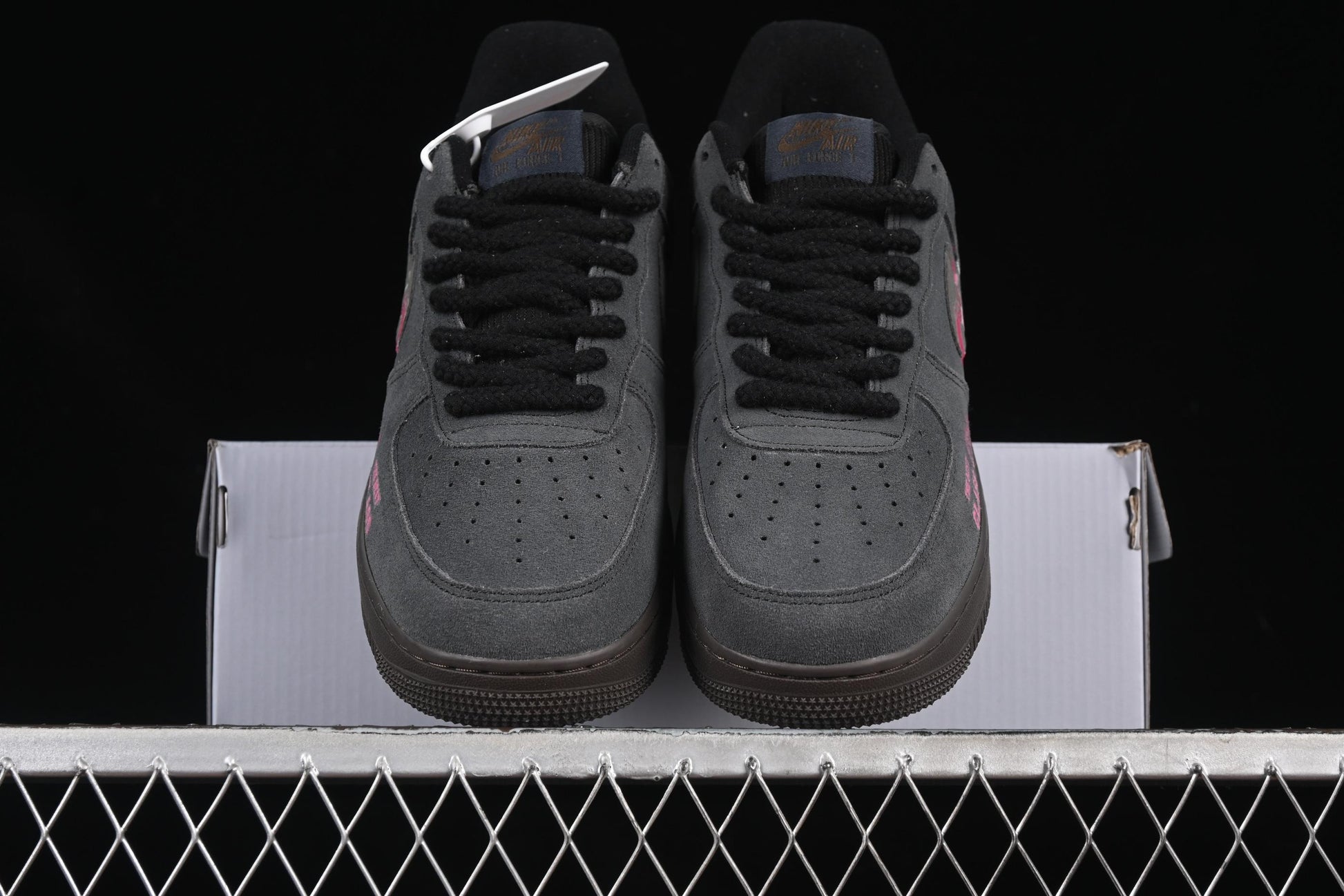 Nike Air Force 1'07 Low "Black Pink" Limited Edition Sneakers with Heart Design - DO6730-010