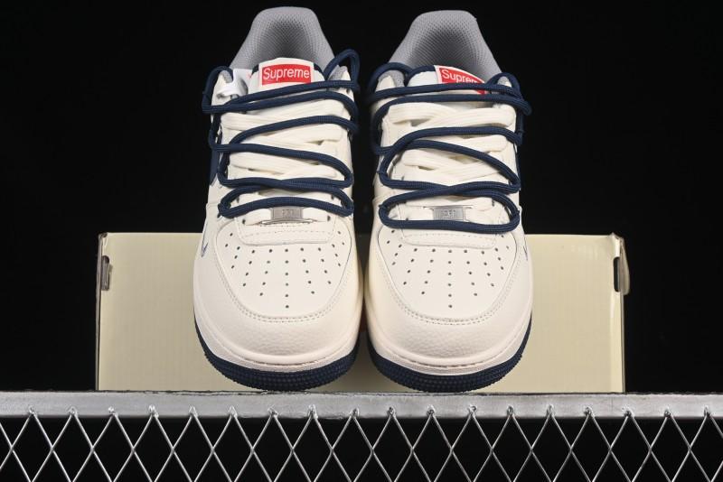 Nike Air Force 1 '07 Low Supreme Collaboration Two-Tone Blue Grey Lace-Up Casual Sneakers - DM6868-068