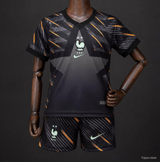 2026 Kids France Black with Orange  Away Jersey