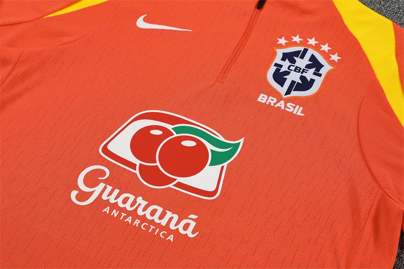 Player Version 25/26 Brazil Orange Half Zipper Jacket+Long Pants