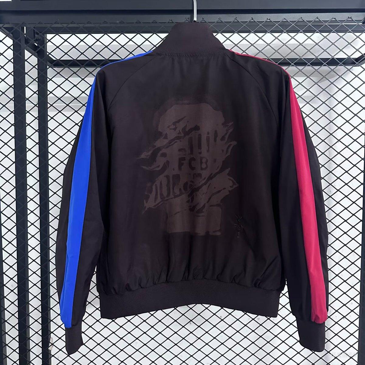 25/26 Barcelona Black/Red/Blue Full Zipper Windbreaker