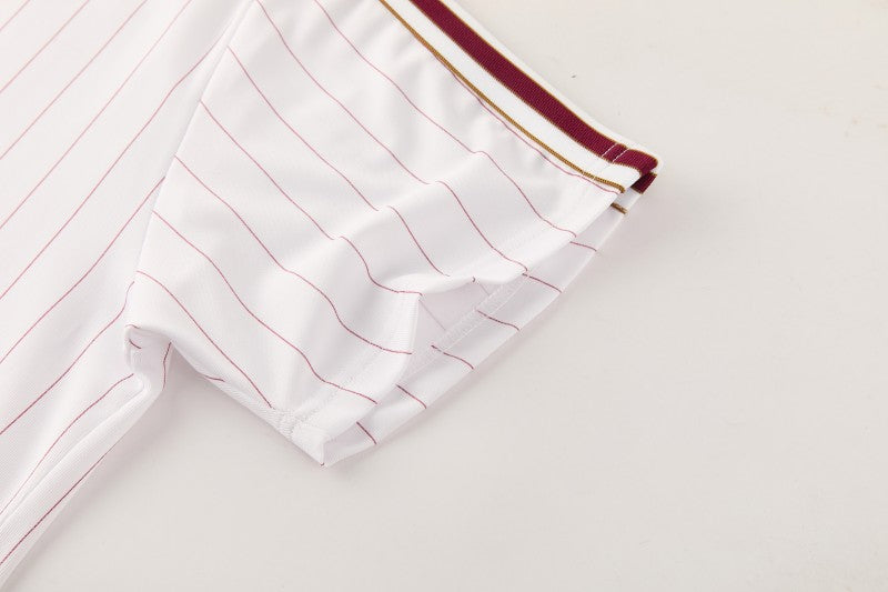 26/27 Arsenal White Pinstripe Short Sleeve+Soccer Shorts
