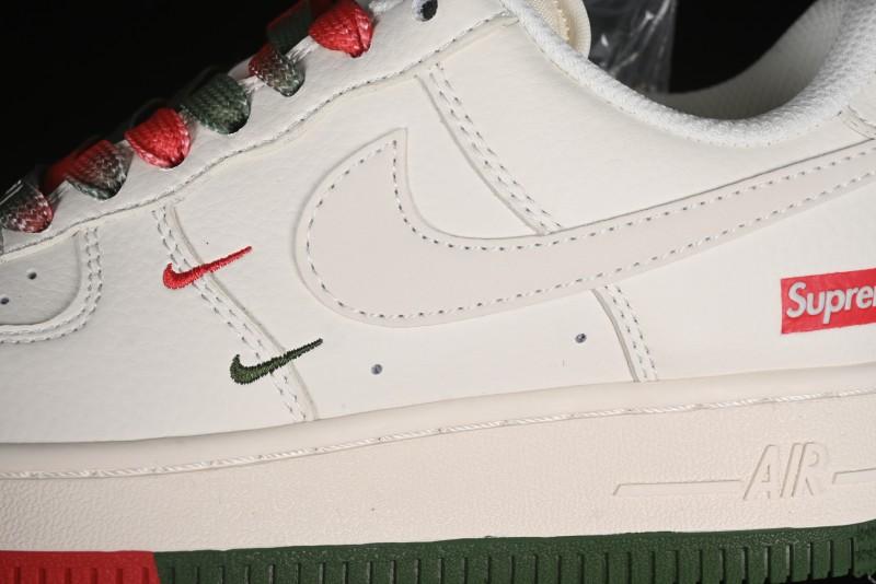 Nike Air Force 1 '07 Low Supreme Casual Sneakers in Beige Red Green - XZ6188-009