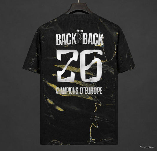 2 Stars 25/26 PSG × Jordan Brand Third Black Jersey With Champions of Europe 2026 Printing