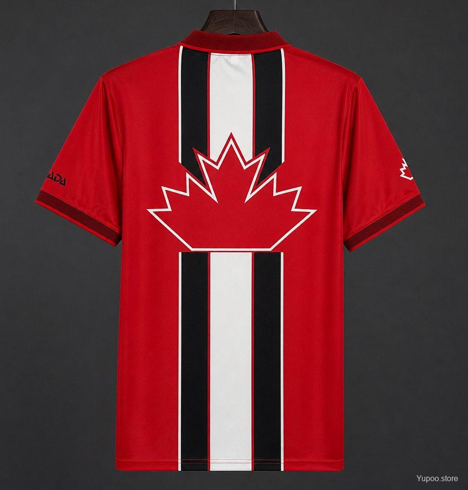 Retro 1997/98 Canada Red with Maple Leaf & Black/White Stripes Home Jersey