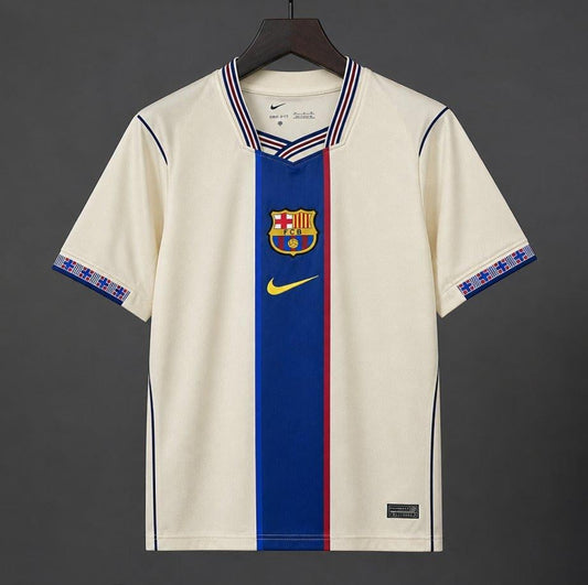 26/27 FC Barcelona Special Edition "Mashup" Away Jersey - Cream/Blue Stripe - As worn by Messi, Pedri, Yamal