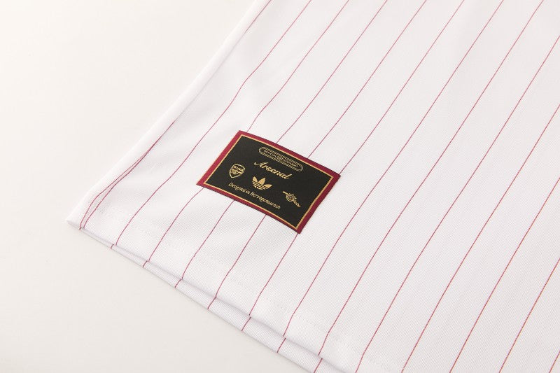 26/27 Arsenal White Pinstripe Short Sleeve+Soccer Shorts
