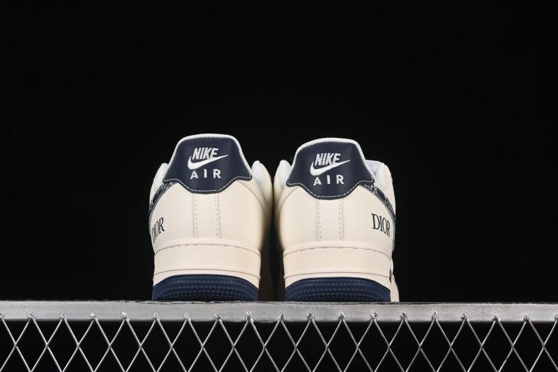 Nike Air Force 1 '07 Low Dior Collaboration Blue Iridescent Swoosh Casual Sneakers - XS1958-569