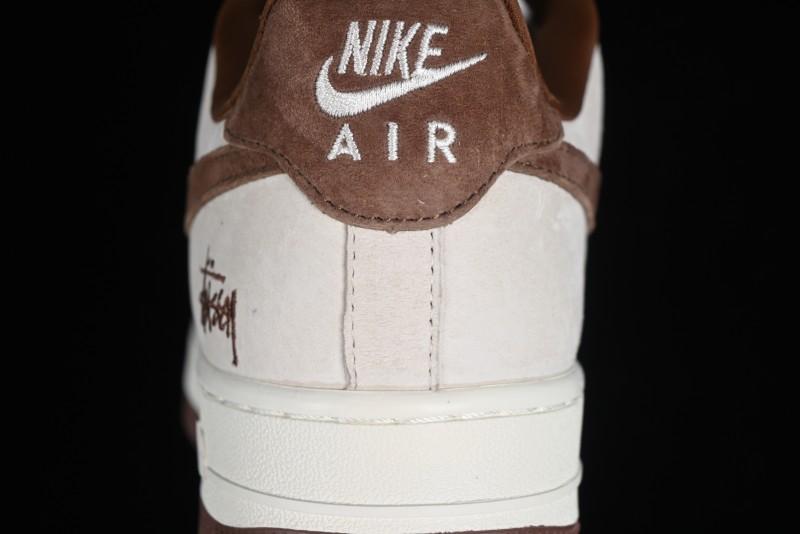 Nike Air Force 1 '07 Low Stussy Collaboration - Coffee Pig Suede Low-Top Casual Sneakers - HD1968-017