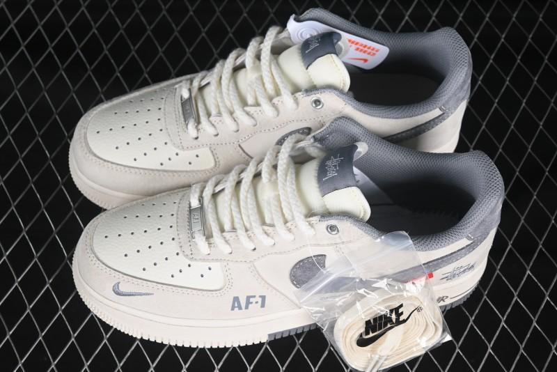 Nike Air Force 1 '07 Low Stussy Collaboration Dual-Tone Beige Low-Top Casual Sneakers - SJ6698-024
