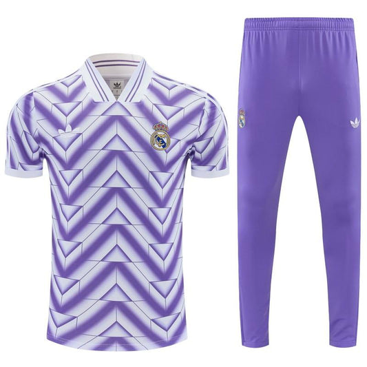 26/27 Real Madrid Purple Short Sleeve Tracksuit + Long Pants