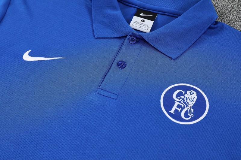 26/27  Chelsea Blue Polo Training Shirt + Black  Long Pants Tracksuit