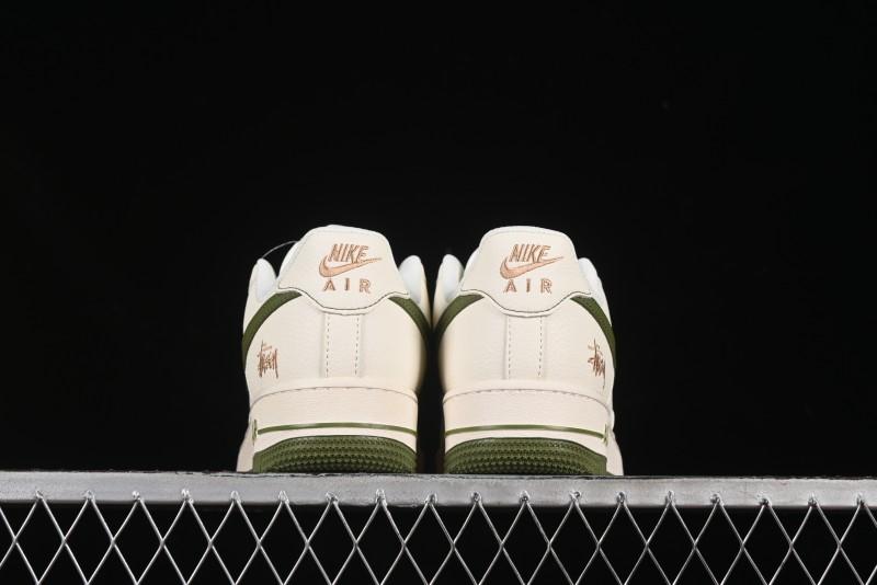 Nike Air Force 1 '07 Low Stussy Collaboration Green Swoosh Gold Embroidery Casual Sneakers - XX3168-151
