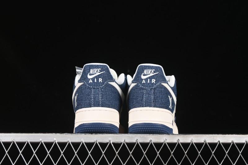 Nike Air Force 1'07 Low LV Collaboration Dark Blue Checkerboard Casual Sneakers - XS1958-551