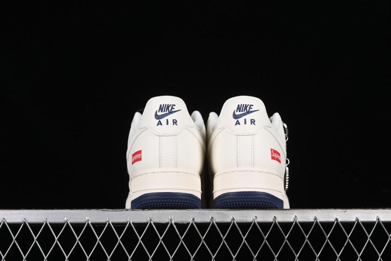 Nike Air Force 1 '07 Low Supreme Collaboration - Beige Red Blue Double Swoosh Casual Sneakers - XZ6188-008