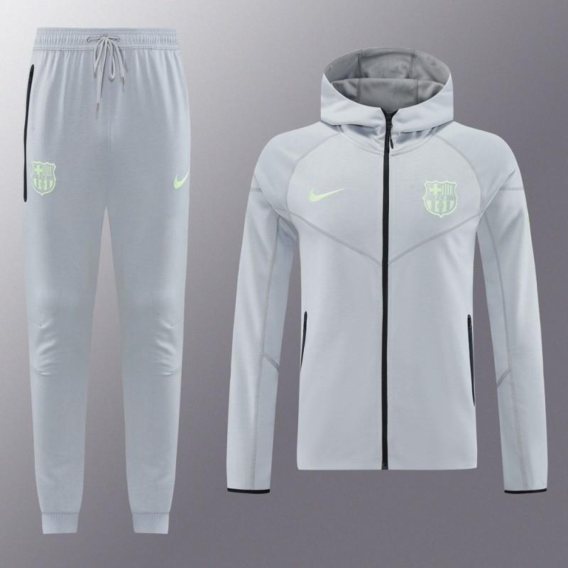25/26 Barcelona Grey Full Zipper Hoodie Jacket +Long Pants