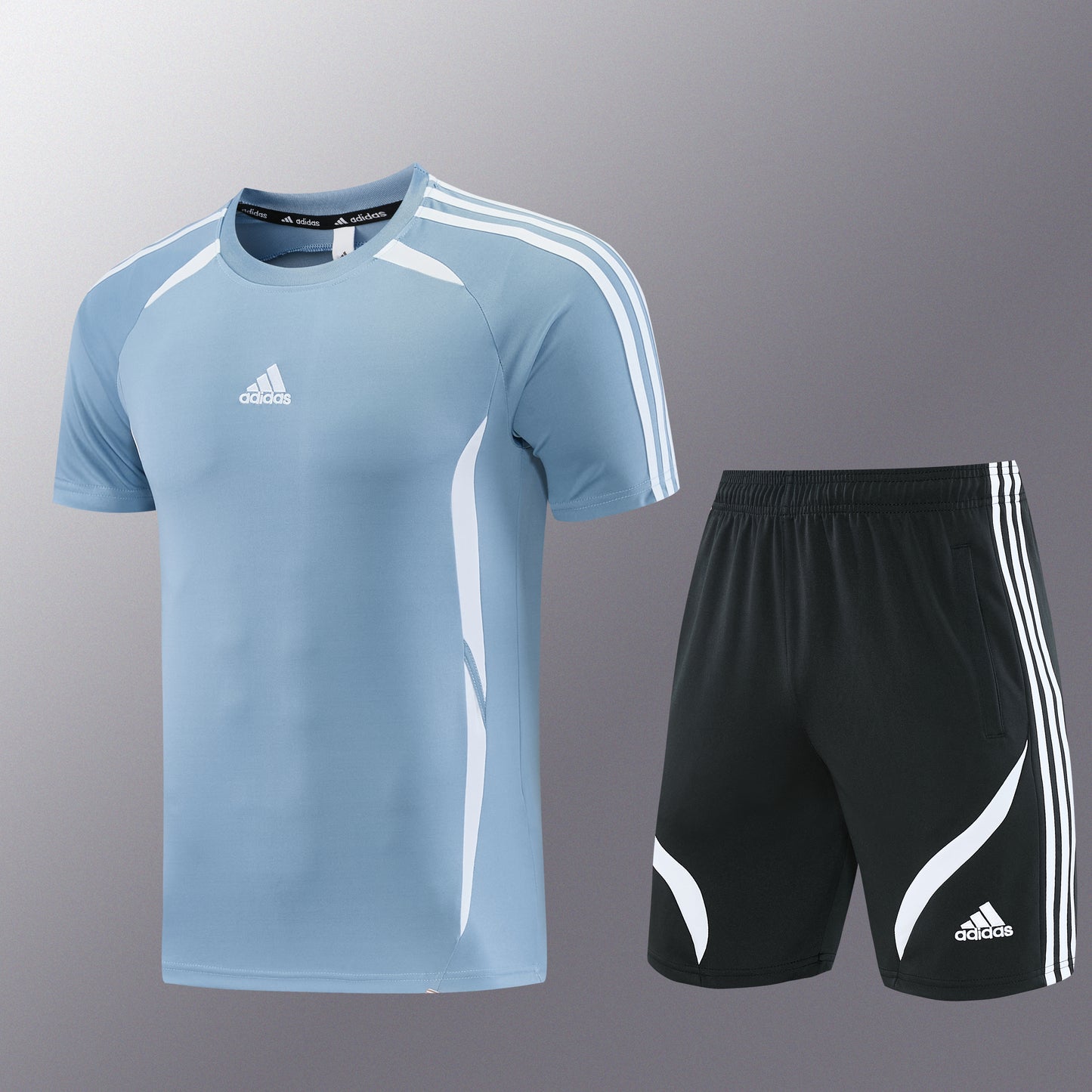 AD16 blue and gray shorts suit S-2XL