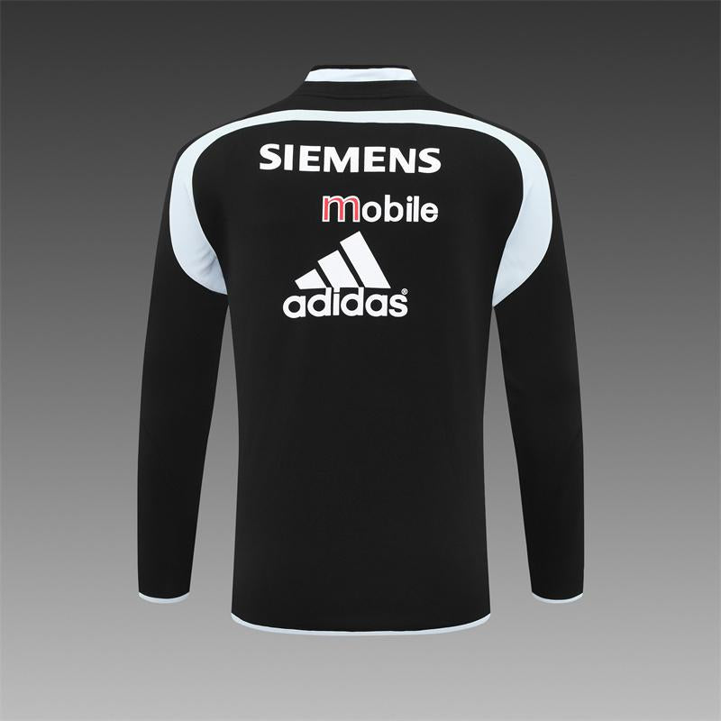 Retro 04/05 Real Madrid Black Half Zipper Jacket