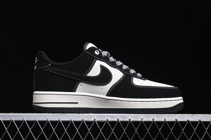 Nike Air Force 1 '07 Low Stussy Collaboration - Black White Double Swoosh Red Tag Low-Top Casual Sneakers - SJ6698-012
