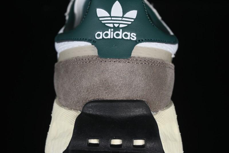 Adidas Retro-Inspired Sneakers - White, Grey & Green with Boost Sole