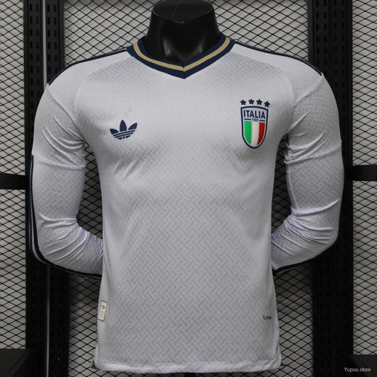 Player Version 2026 Italy Away White  Long Sleeve Jersey