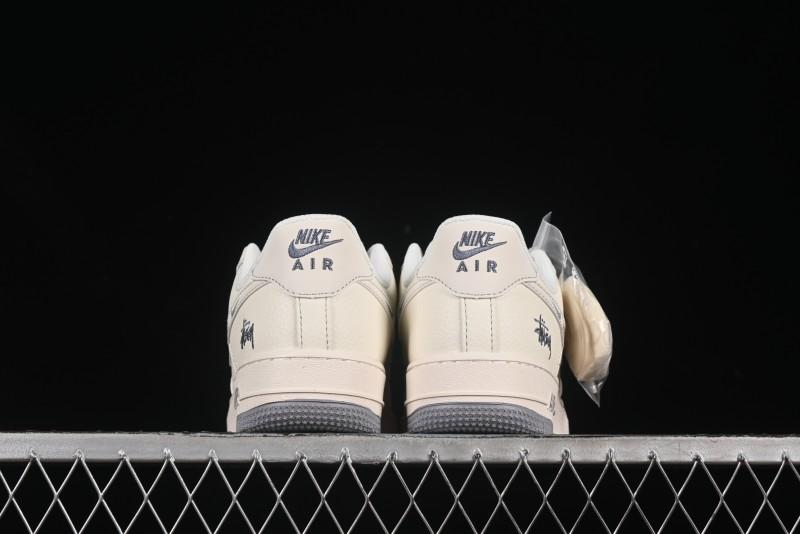 Nike Air Force 1 '07 Low Stussy Collaboration Beige Mini Swoosh Casual Sneakers - HH7518-064