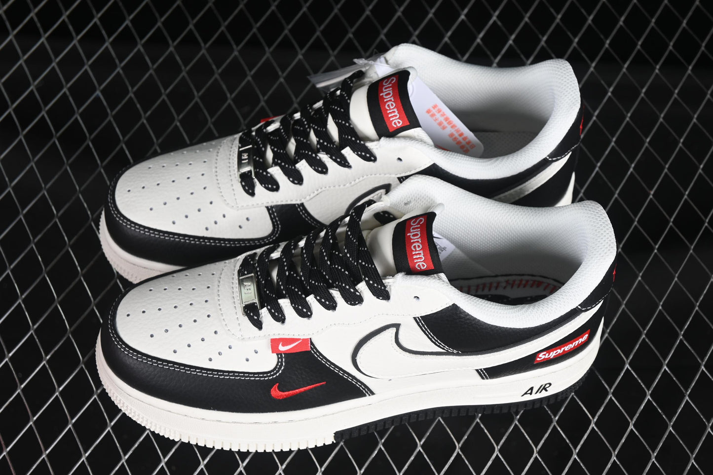 Nike Air Force 1 '07 Low Supreme Collaboration Two-Tone Red Swoosh Casual Sneakers - CS5288-004