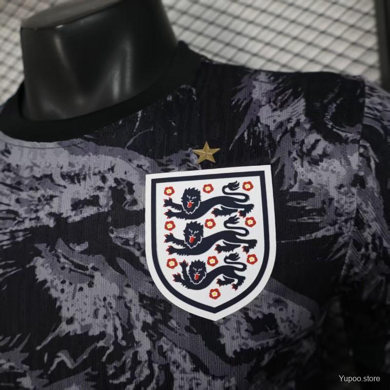Player Version 2026 England Dark Navy with Lion Brushstroke Pattern Jersey