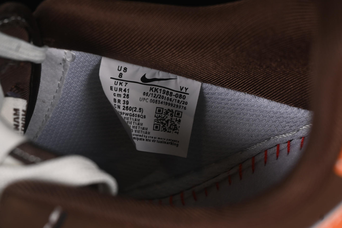 Nike Air Force 1 '07 Low Collaboration Dark Brown Swoosh Casual Sneakers - KK1988-080