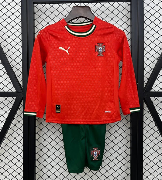 2025 Kids Portugal Home Long Sleeve Jersey