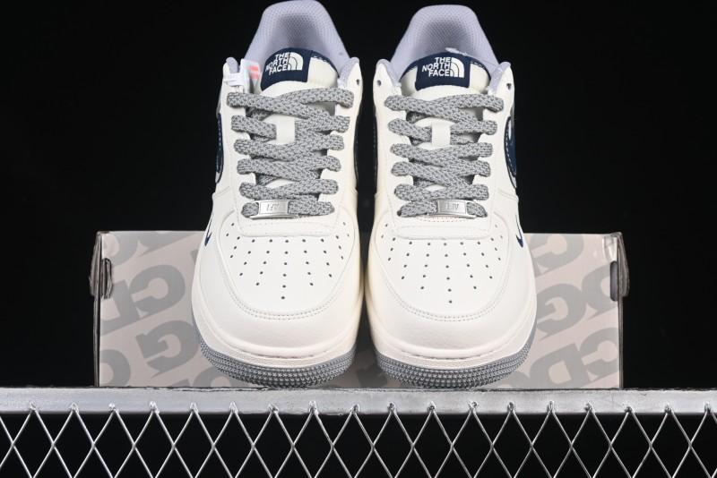 Nike Air Force 1 '07 Low The North Face Collaboration Grey Blue Double Swoosh Casual Sneakers - XS1958-520