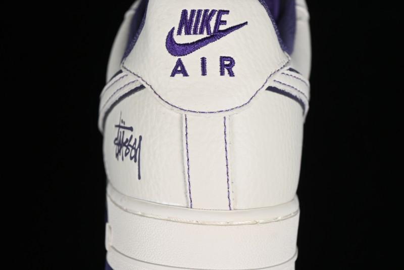 Stussy x Nike Air Force 1 '07 Low Retro Casual Sneakers with Reflective Military Purple - UN1635-222