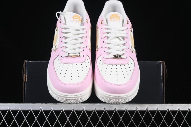 Nike Air Force 1 '07 Low White Pink Swoosh Casual Sneakers - IB2574-600