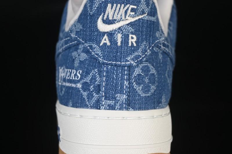 Nike Air Force 1 '07 Low LV Collaboration White Navy Blue Casual Sneakers - YF9511-813