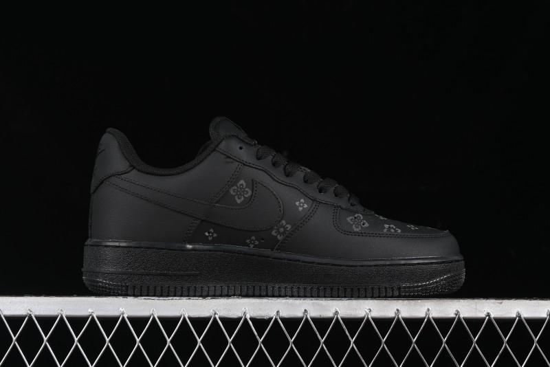 Nike Air Force 1 '07 Low LV Custom All Black Casual Sneakers - 315122-101