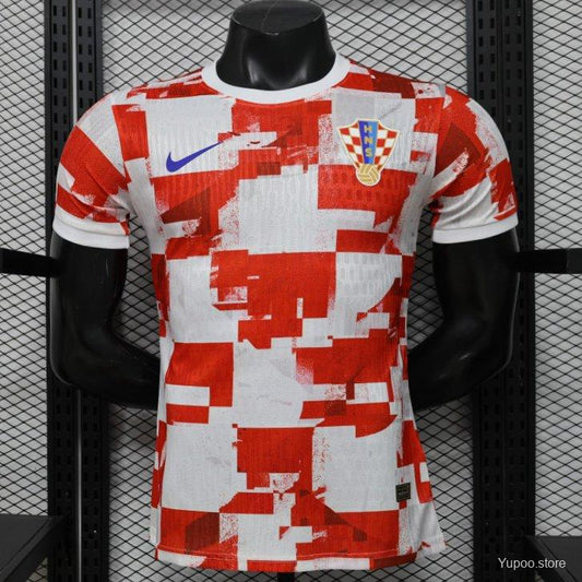 Player Version 2026 Croatia Home Red White with Checkerboard Pattern Jersey