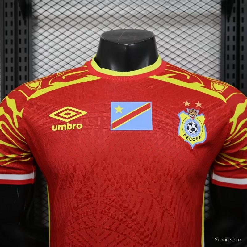 Player Version 2026 DR Congo Away Red Yellow Flame Jersey