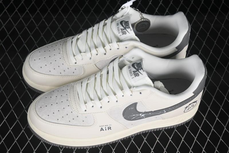 Nike Air Force 1 '07 Low Casual Sneakers in Light Grey with Custom Hardware - DF0188-036