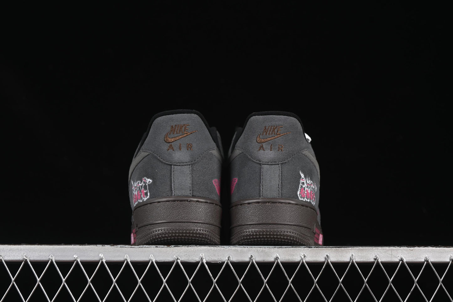 Nike Air Force 1'07 Low "Black Pink" Limited Edition Sneakers with Heart Design - DO6730-010