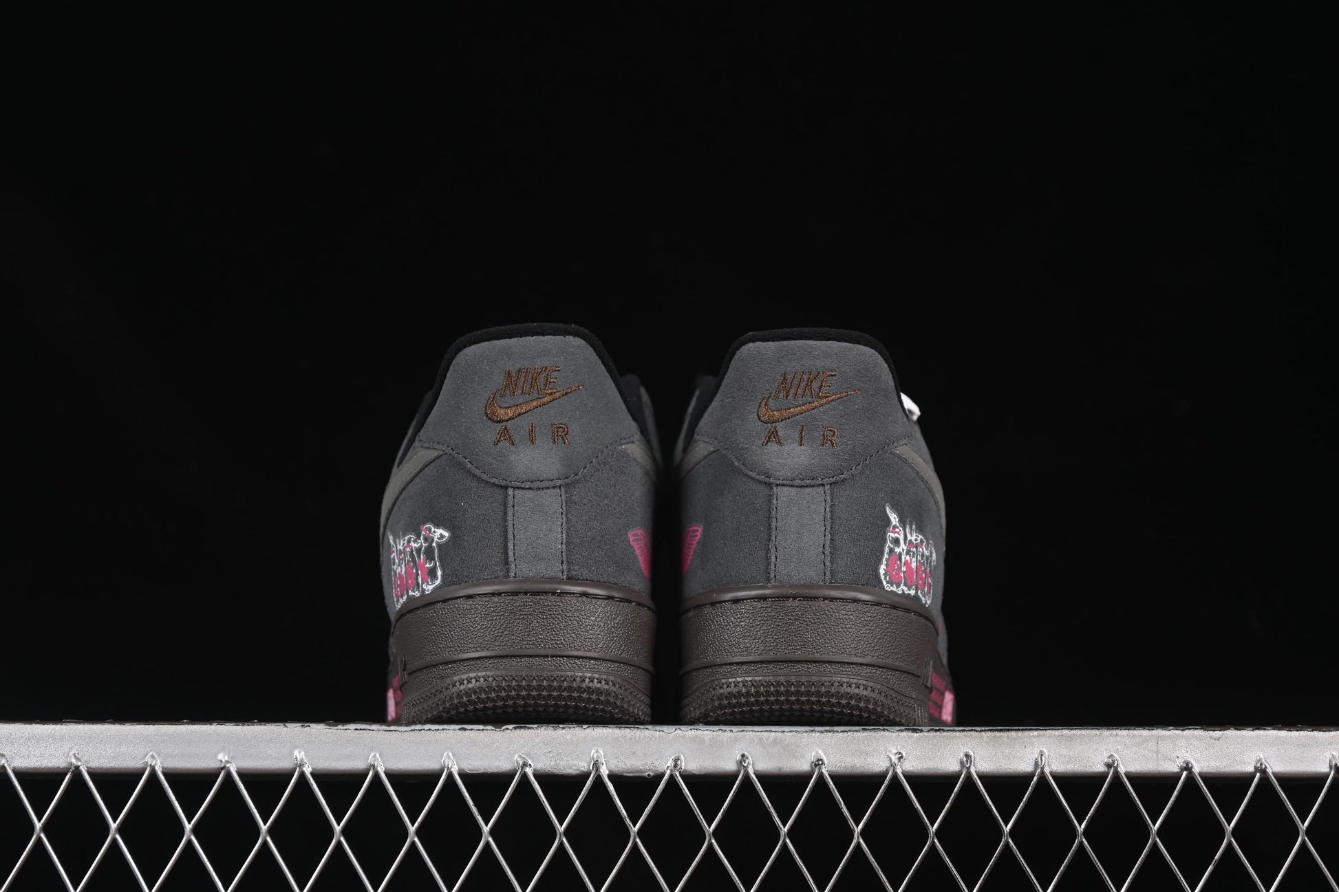 Nike Air Force 1'07 Low "Black Pink" Limited Edition Sneakers with Heart Design - DO6730-010