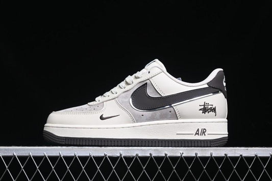Nike Air Force 1 '07 Low Stussy Collaboration - White Black Sole Low-Top Casual Sneakers - XZ6188-279