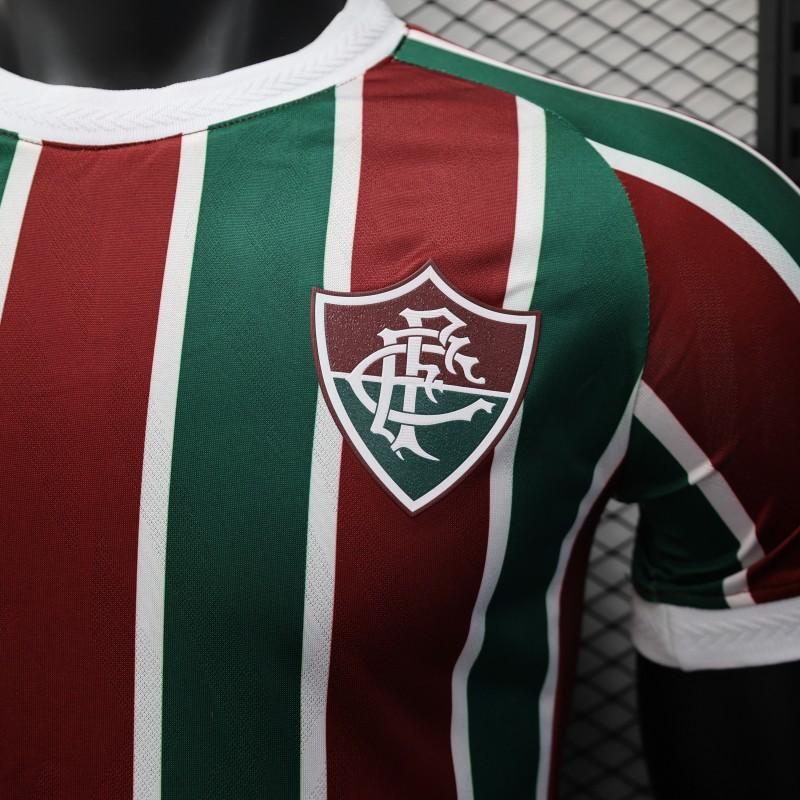Player Version 25/26 Fluminense Green and Burgundy Vertical Striped with White Trim Jersey