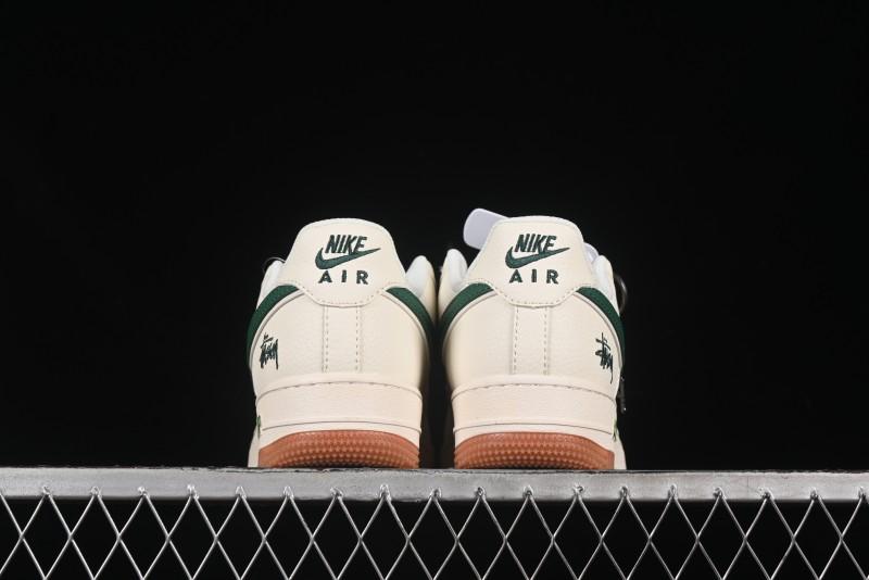 Nike Air Force 1 '07 Low Stussy Collaboration Green Swoosh Gum Sole Casual Sneakers - XX3168-138