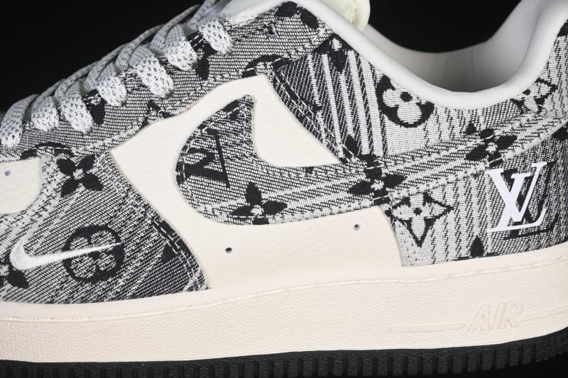 Nike Air Force 1 '07 Low LV Collaboration Gray Floral Canvas Casual Sneakers - DF0188-077