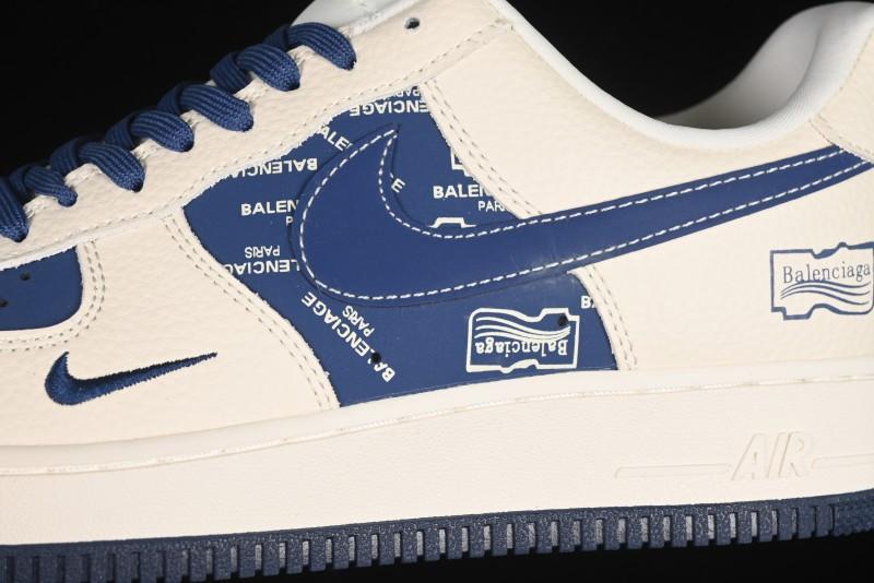 Nike Air Force 1'07 Low Balenciaga Collaboration Blue Woven Label Low-Top Casual Sneakers - DF0188-062