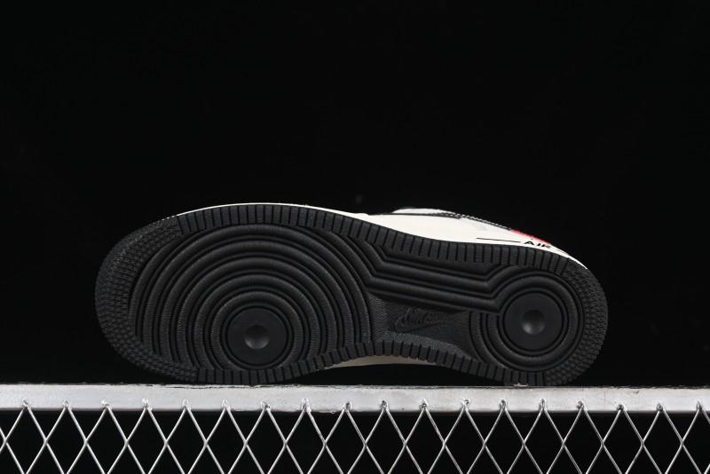 Nike Air Force 1 '07 Low Supreme Stussy Collaboration - Black Grey Red Label Low-Top Casual Sneakers - XZ6188-115