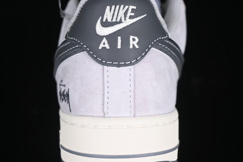 Nike Air Force 1 '07 Low Stussy Collaboration Grey Swoosh Casual Sneakers - XZ6188-911